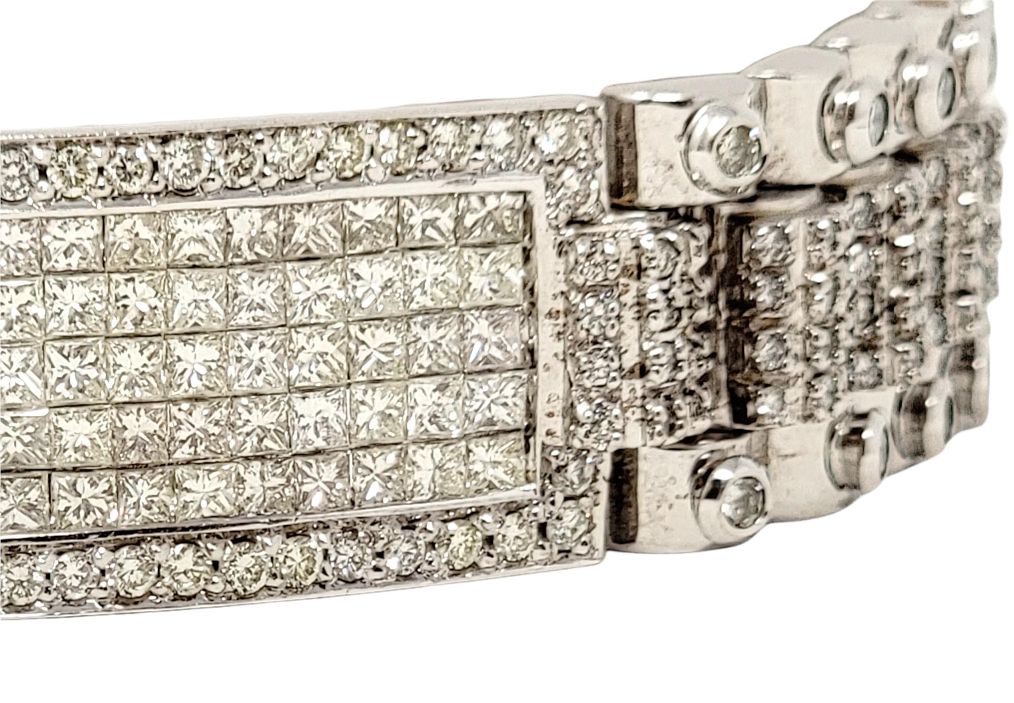 Contemporaneo Bracciale A Link con diamanti tondi e quadrati da 13,60 carati per uomo in oro 18 carati in vendita
