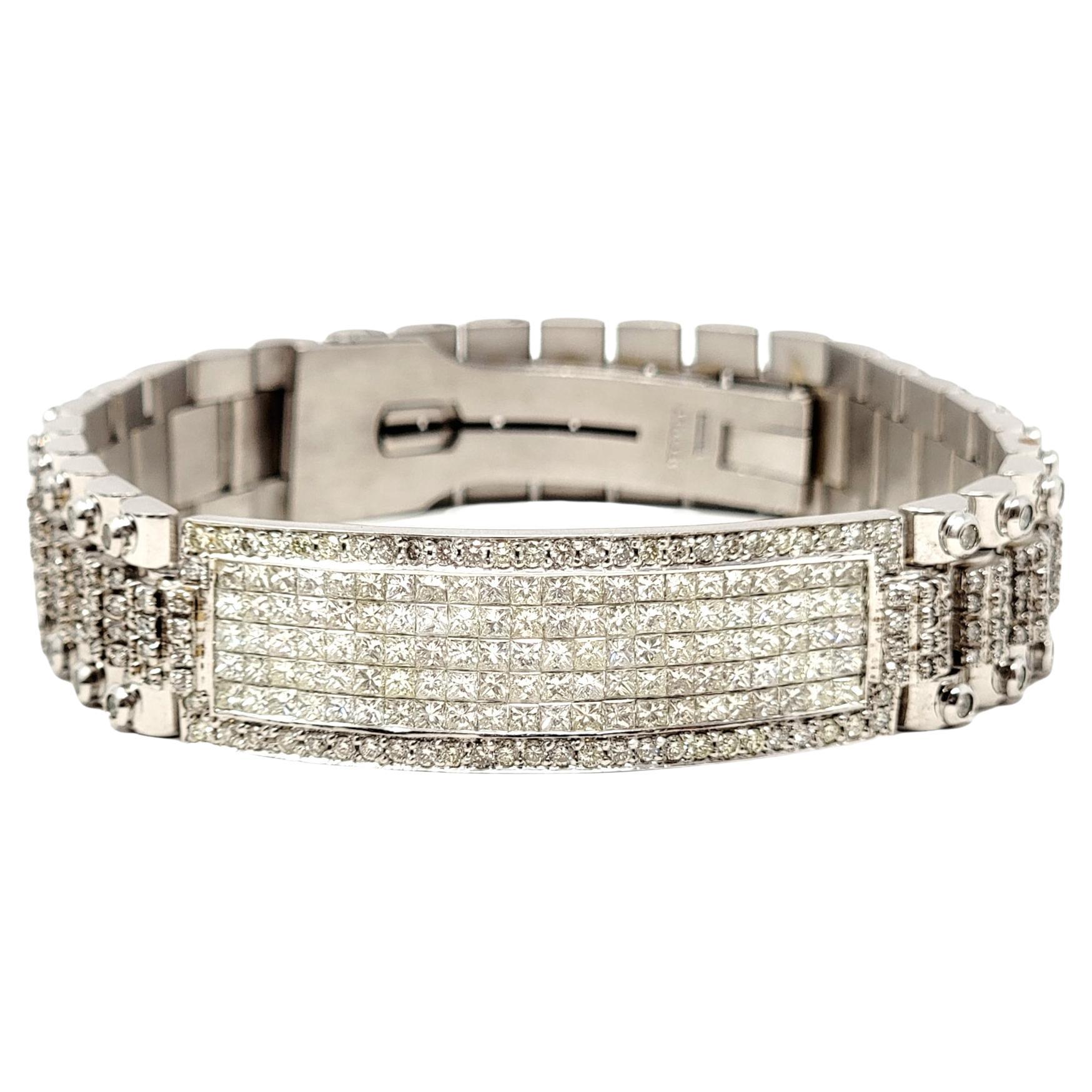 13.60 Carats Mens Round and Square Diamond Watch Link Bracelet in 18 Karat  Gold For Sale at 1stDibs | rolex diamond bracelet mens, mens diamond  bracelet, links of london bracelets men