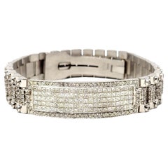 Vintage 13.60 Carats Mens Round and Square Diamond Watch Link Bracelet in 18 Karat Gold