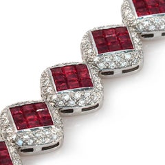 Bracciale in oro bianco 18 carati con rubino naturale da 13,60 carati e diamanti da 2,75 carati