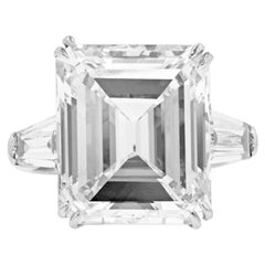13.61 Carat Engagement Emerald Cut Diamond Ring 