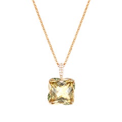 Sunita Nahata Lemon Quartz 13.60ct. Pendant in 18KYG with Gemstones & Diamond