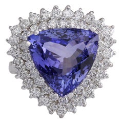 Natural Tanzanite Diamond Ring In 14 Karat White Gold 