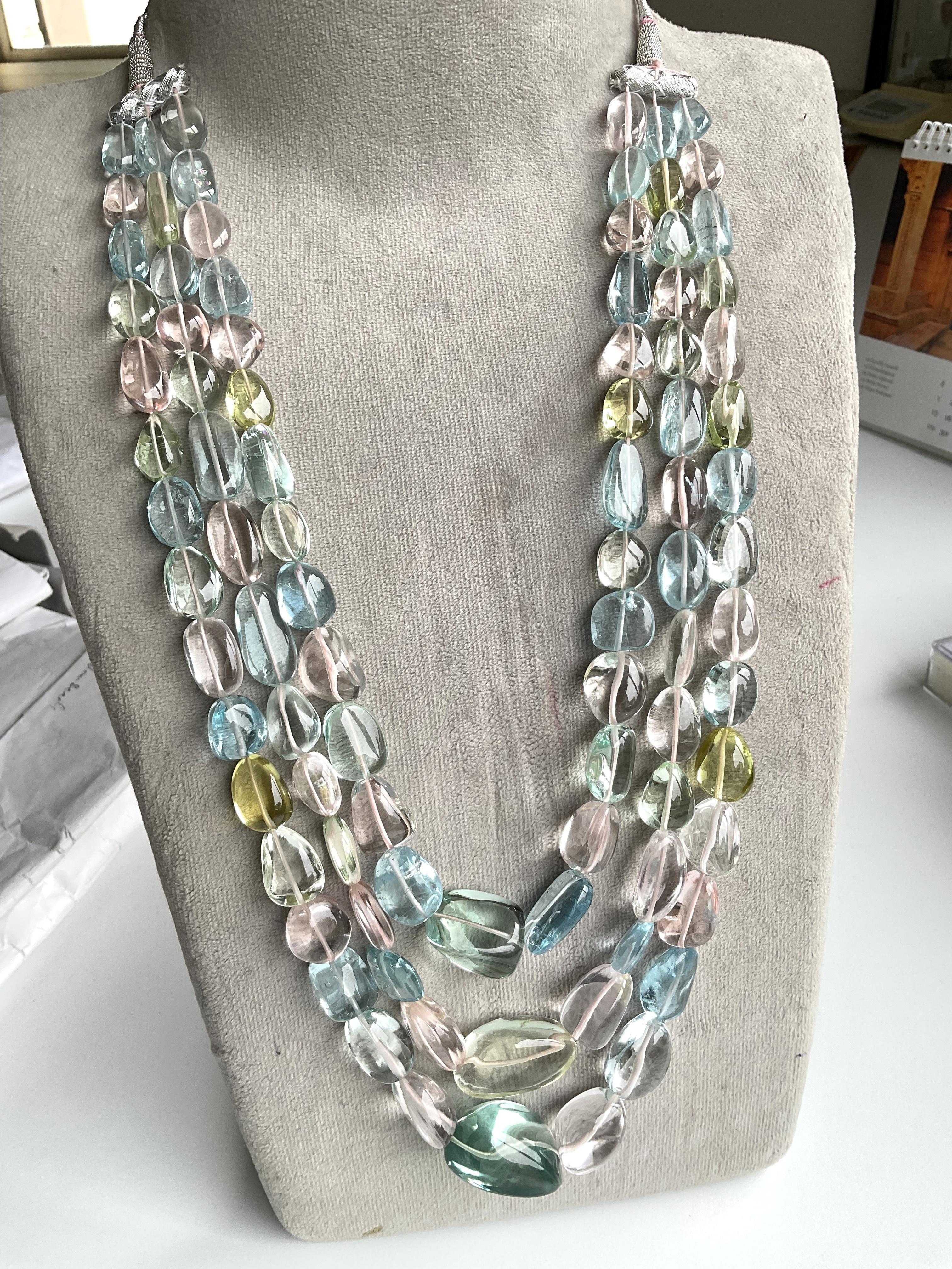  Tumbled Plain Necklace For Fine Jewelry Gem
Gemstone - Aquamarine
morganite
heliodor
Variety of Beryl Gems
Weight: 1362.55 Carats
Size: 9x13 To 24x31 MM
Strands - 3
