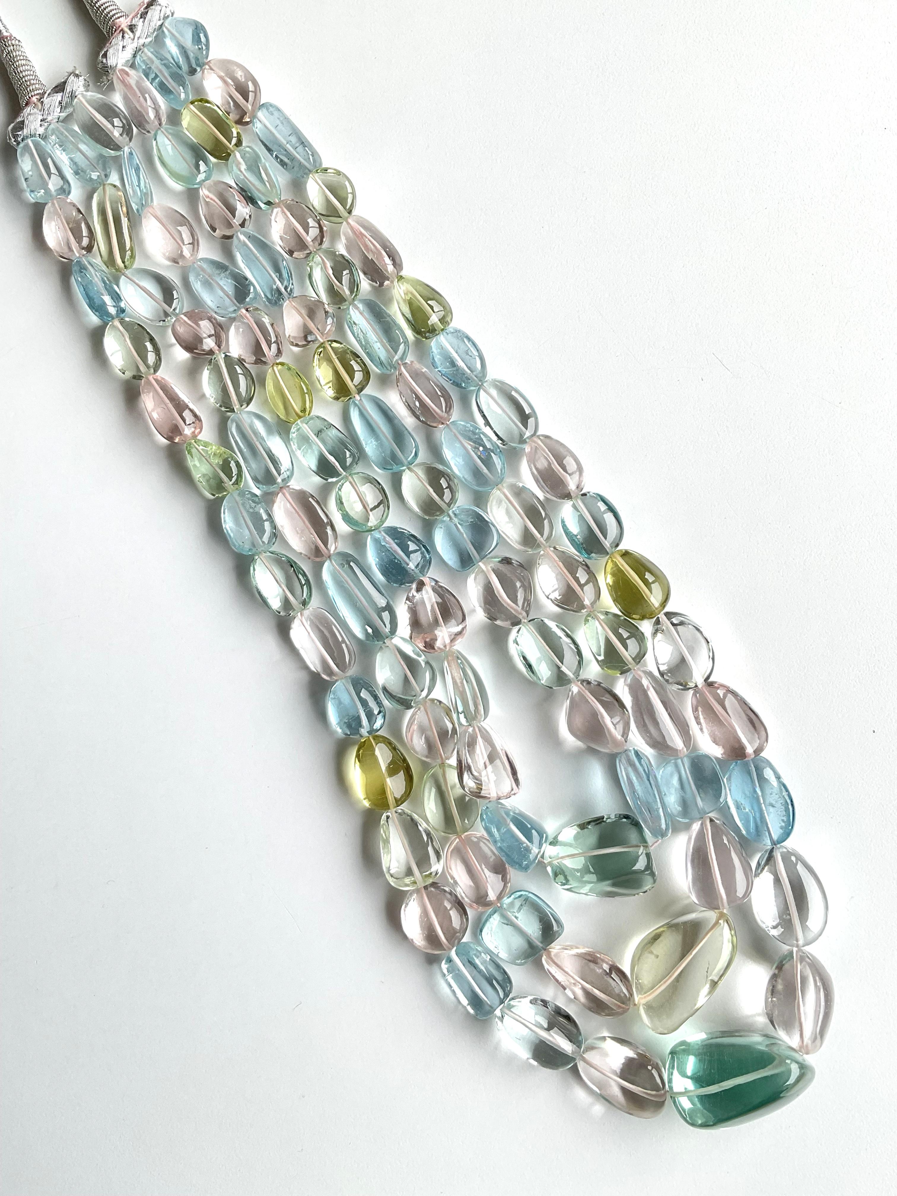 1362.55 Carats Multiple colors Beryl Tumbled Necklace For Fine Jewelry Gemstones For Sale 2