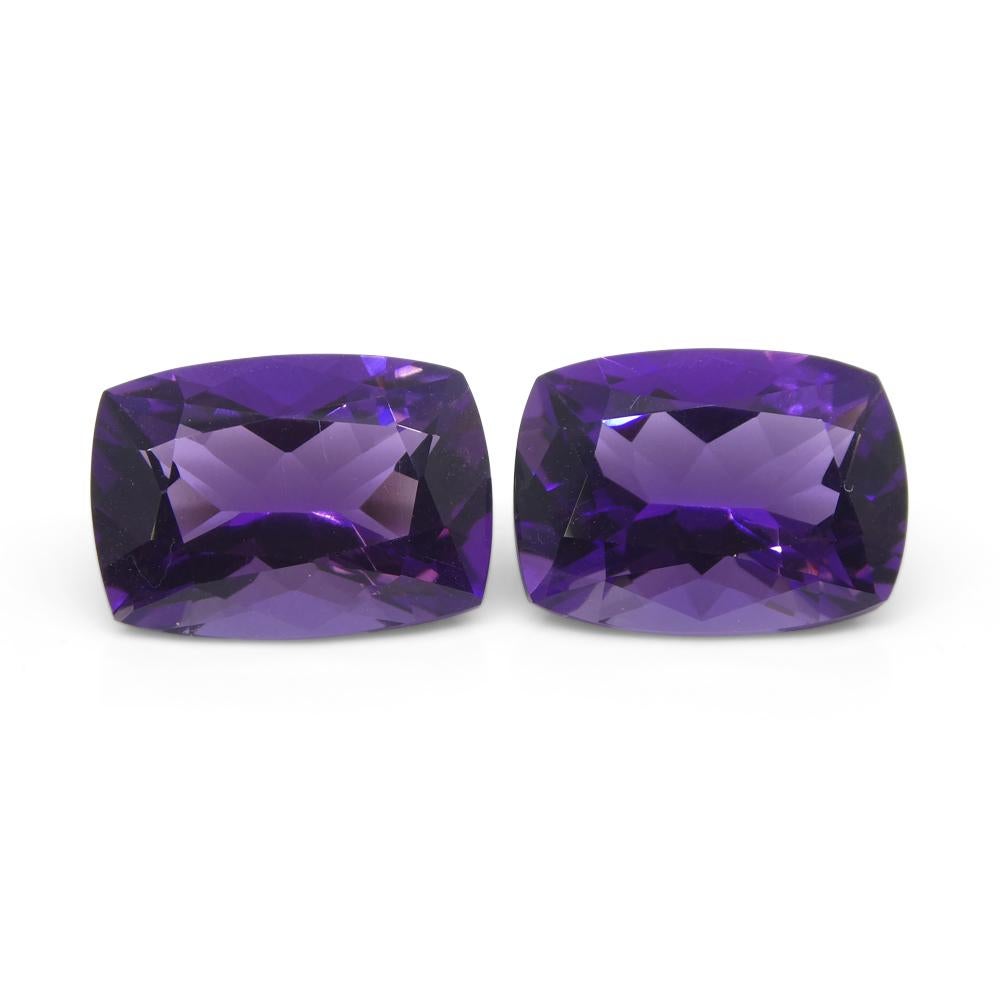 13.62ct Pair Cushion Purple Amethyst from Uruguay For Sale 8