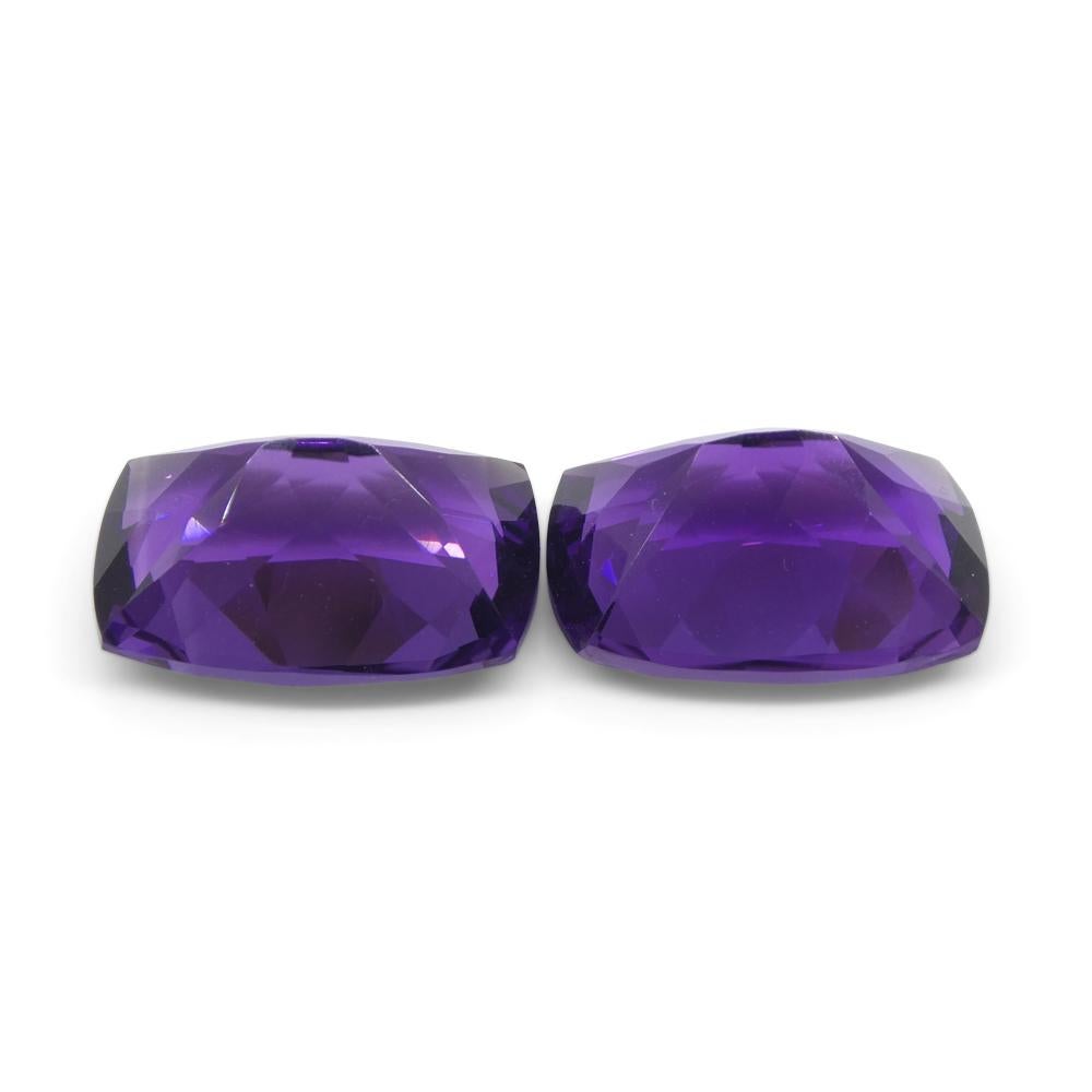 13.62ct Pair Cushion Purple Amethyst from Uruguay In New Condition For Sale In Toronto, Ontario