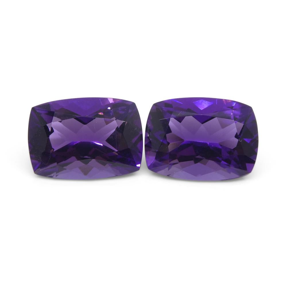 13.62ct Pair Cushion Purple Amethyst from Uruguay For Sale 2