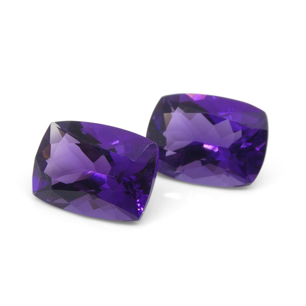 13.62ct Pair Cushion Purple Amethyst from Uruguay For Sale 3