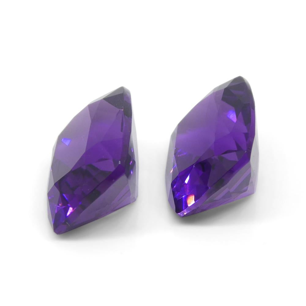 13.62ct Pair Cushion Purple Amethyst from Uruguay For Sale 4