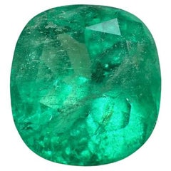 13.63 Carat Medium Green Colombian Emerald - Cushion Cut May Birthstone Gem