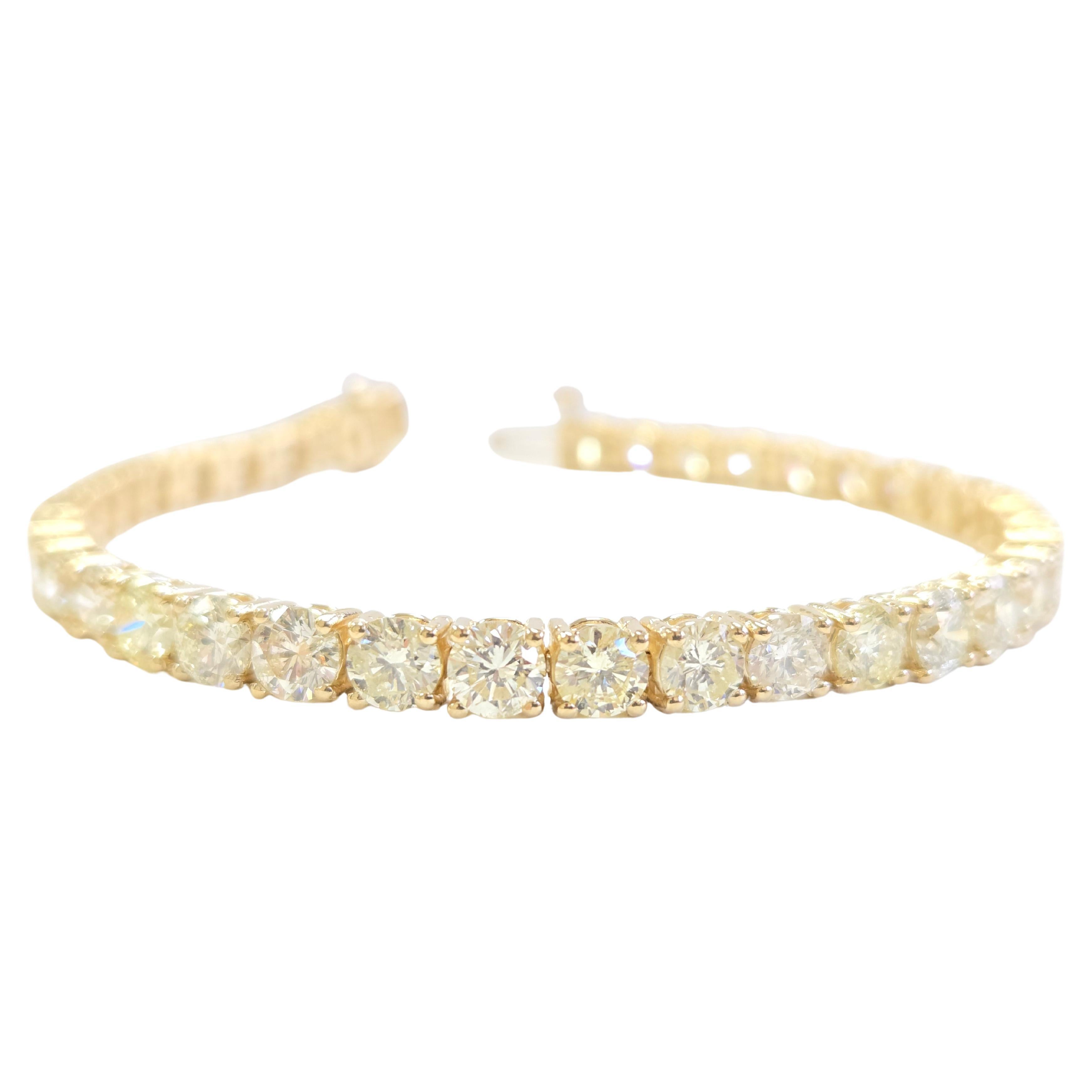 13,63 Karat natürliches Diamant-Tennisarmband 14 Karat Gelbgold