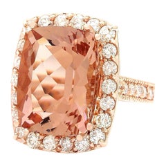 Natural Morganite 14 Karat Solid Rose Gold Diamond Ring