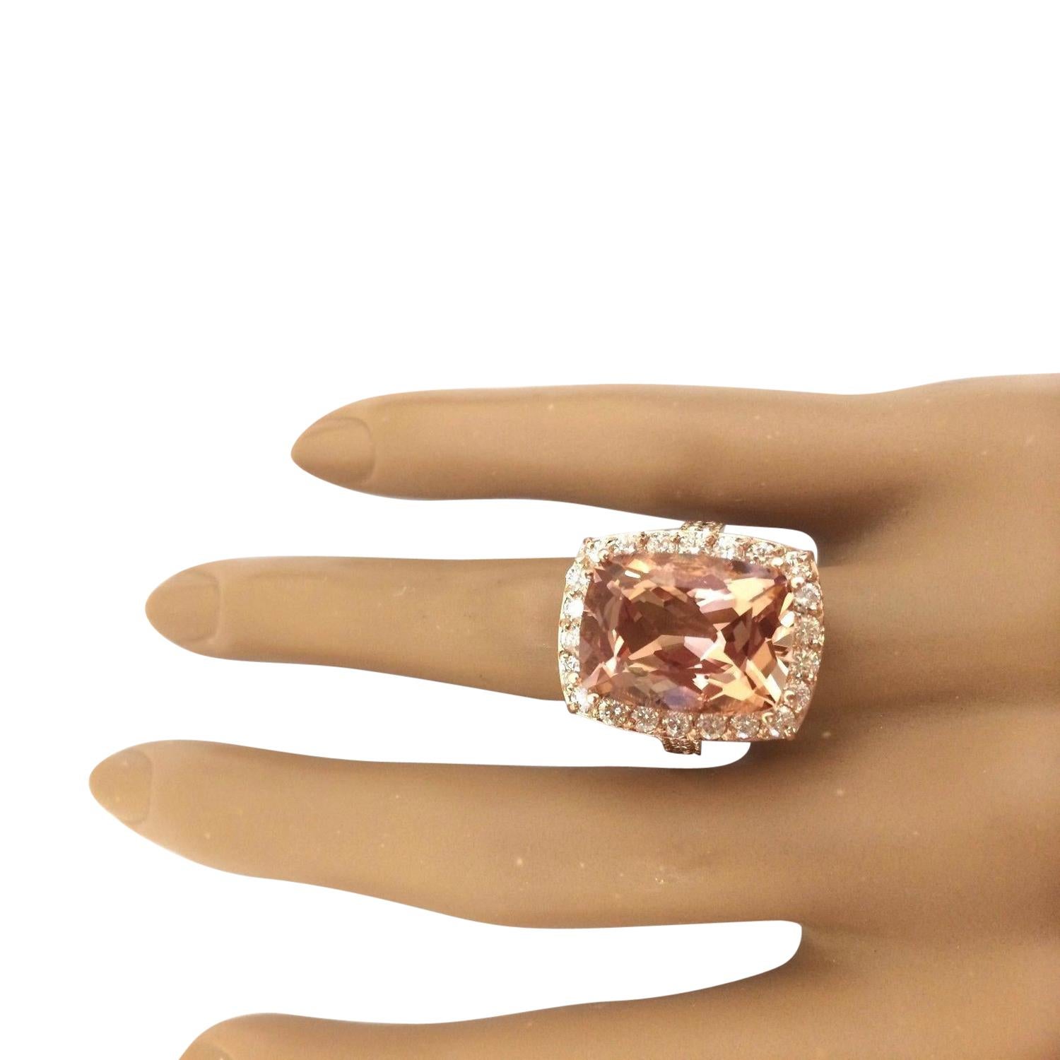 Women's Natural Morganite 14 Karat Solid Rose Gold Diamond Ring For Sale