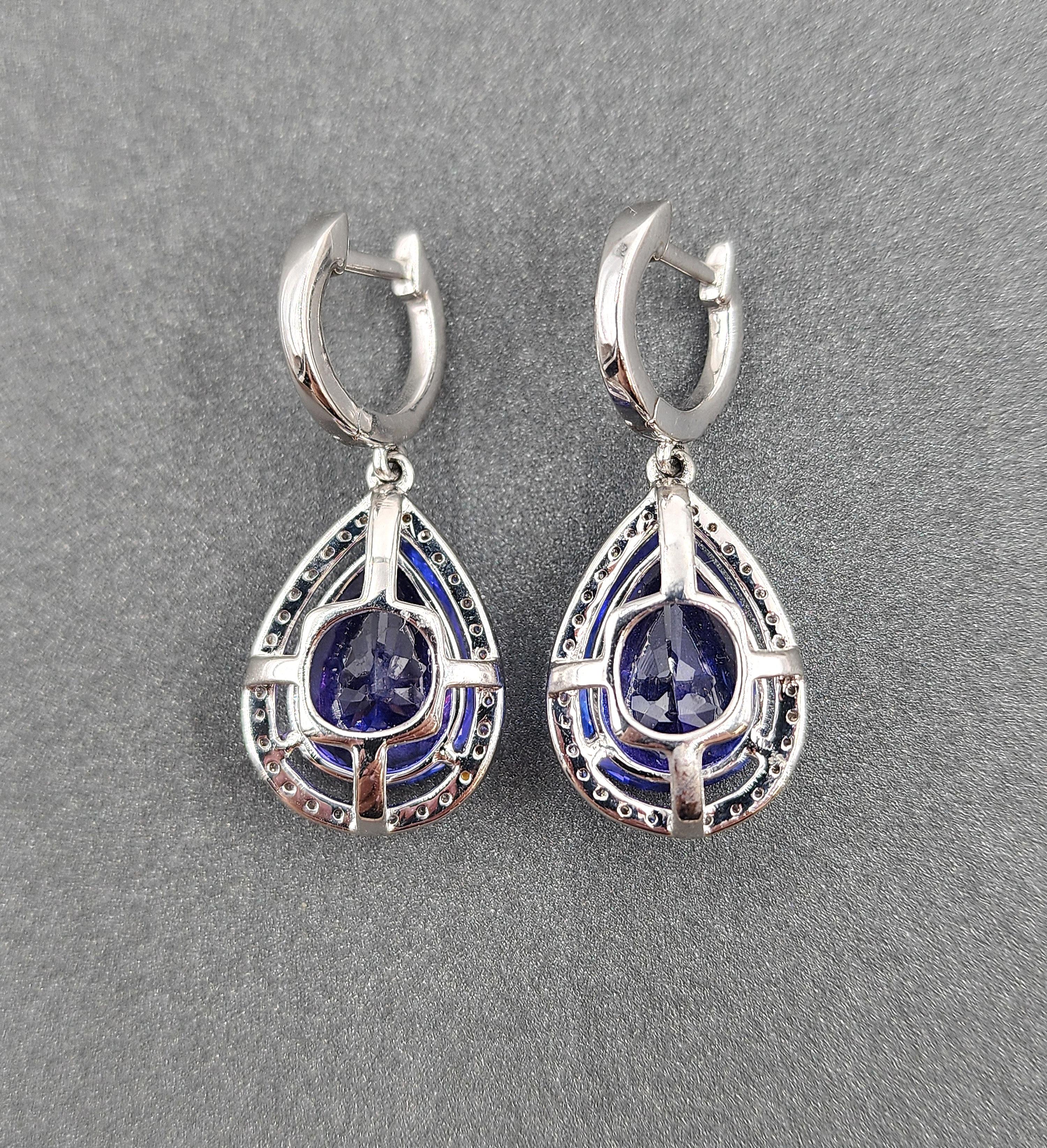 13.63 ct Natural Tanzanite & Diamond Earring For Sale 3