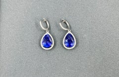 Boucle d'oreille Tanzanite naturelle et diamant de 13,63 ct