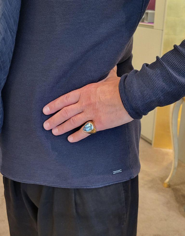 Anello in oro bianco e bronzo con acquamarina da 13,65 carati di Wagner Preziosen In condizioni Nuovo in vendita a Berlin, DE