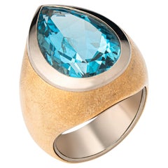 13.65 Carat Aquamarine Bronze White Gold Ring by Wagner Preziosen