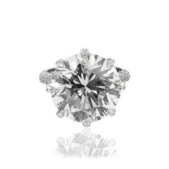 13.65 Carat Round Brilliant Diamond Ring Brilliant White 18K Gold