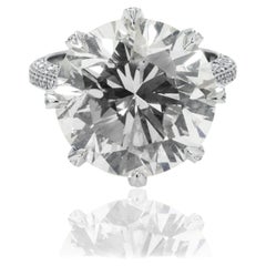 13.65 Carat Round Brilliant Diamond Ring Brilliant White 18K Gold
