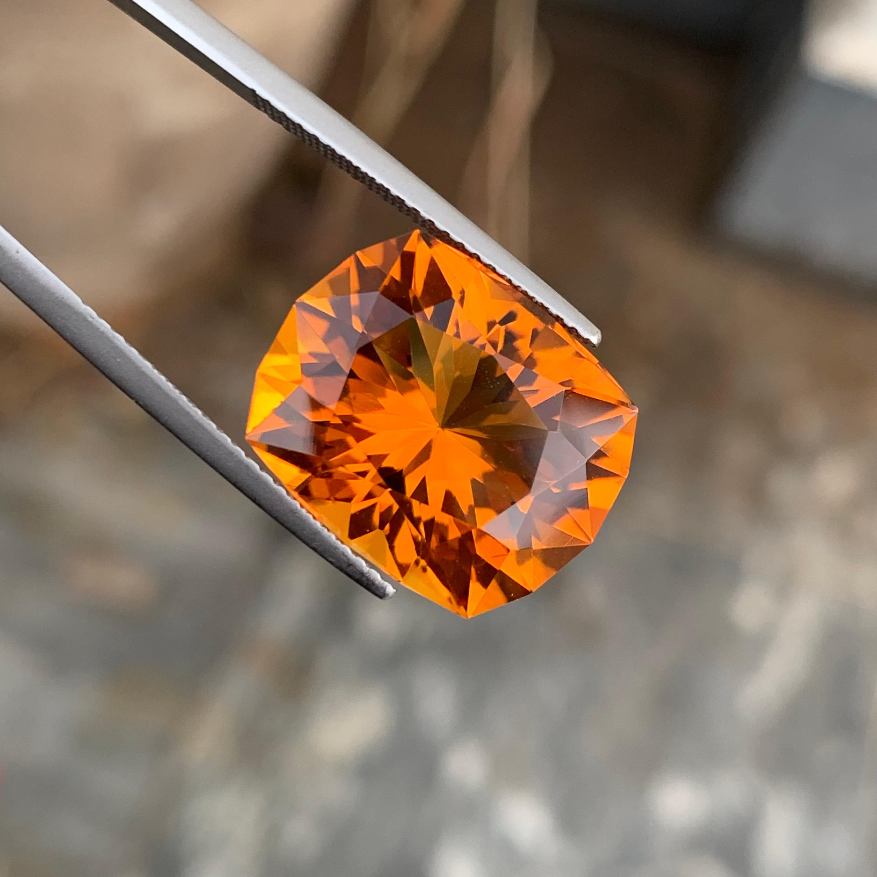 Arts and Crafts 13.65 Carats Deep Orange Loose Mandarin Citrine Fancy Cut For Jewellery Making  For Sale