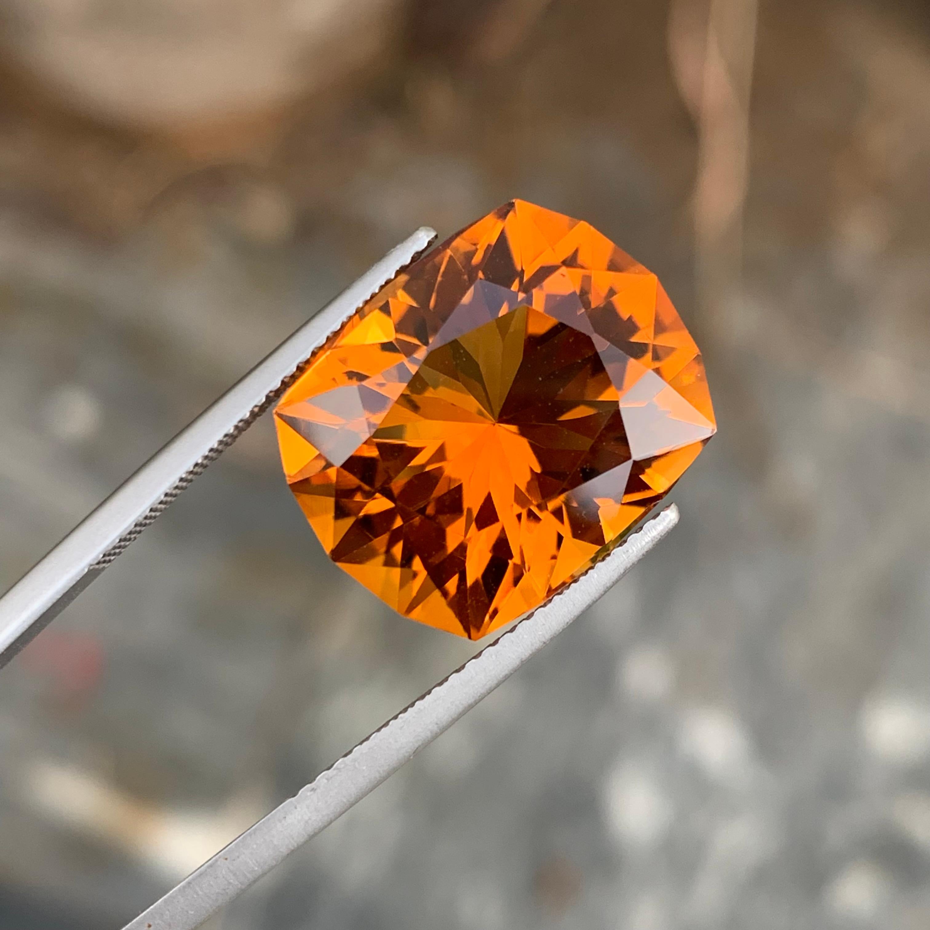 13.65 Carats Deep Orange Loose Mandarin Citrine Fancy Cut For Jewellery Making  In New Condition For Sale In Peshawar, PK