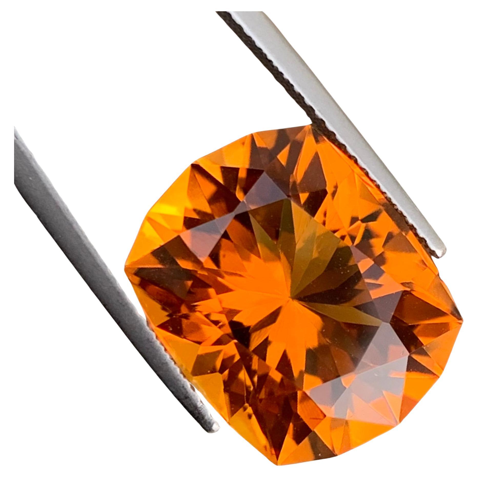 13.65 Carats Deep Orange Loose Mandarin Citrine Fancy Cut For Jewellery Making  For Sale