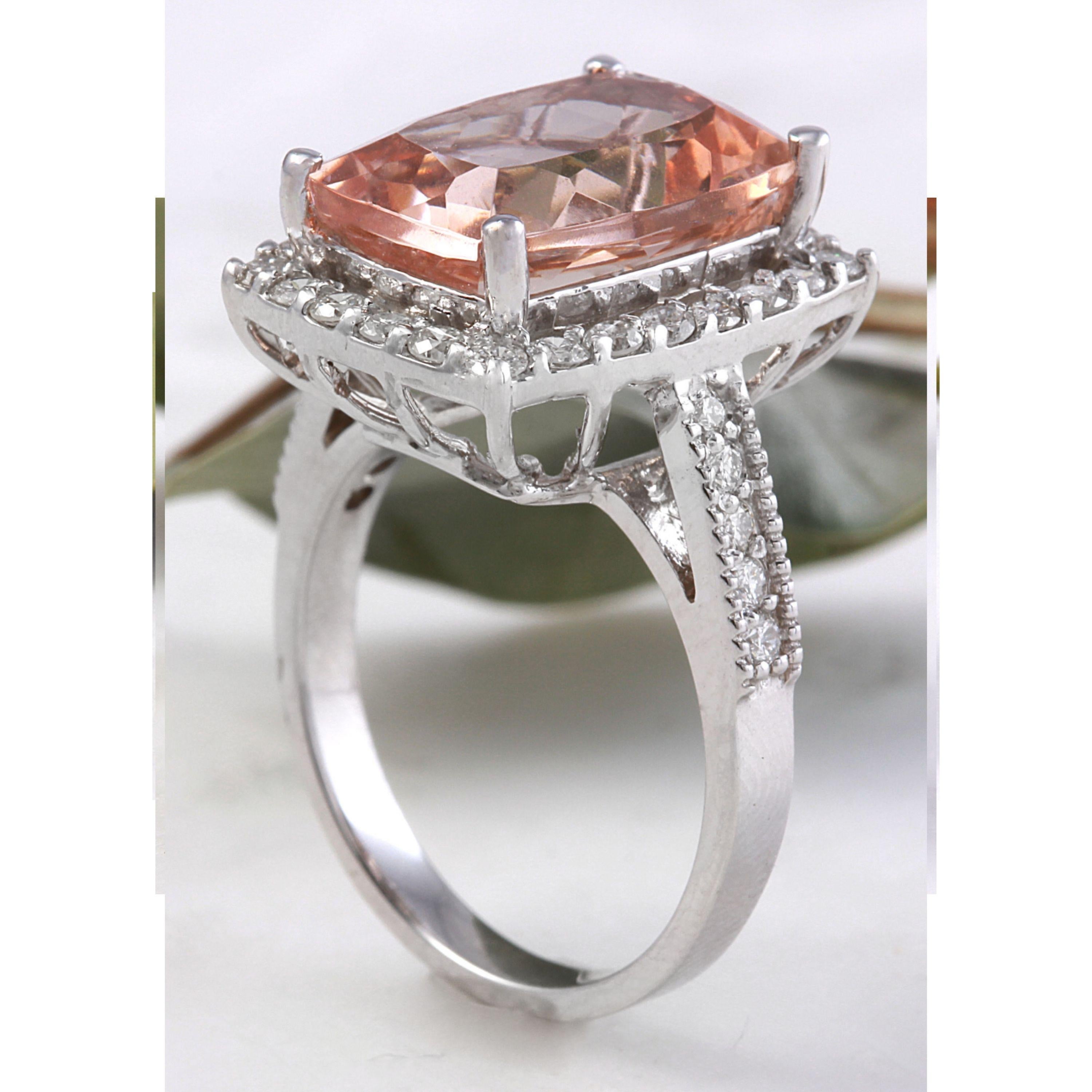 13.65 Carat Exquisite Natural Morganite and Diamond 14 Karat Solid Gold Ring In New Condition For Sale In Los Angeles, CA