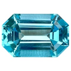 13.65 Carats Loose Blue Topaz Stone Emerald Cut Natural African Gemstone