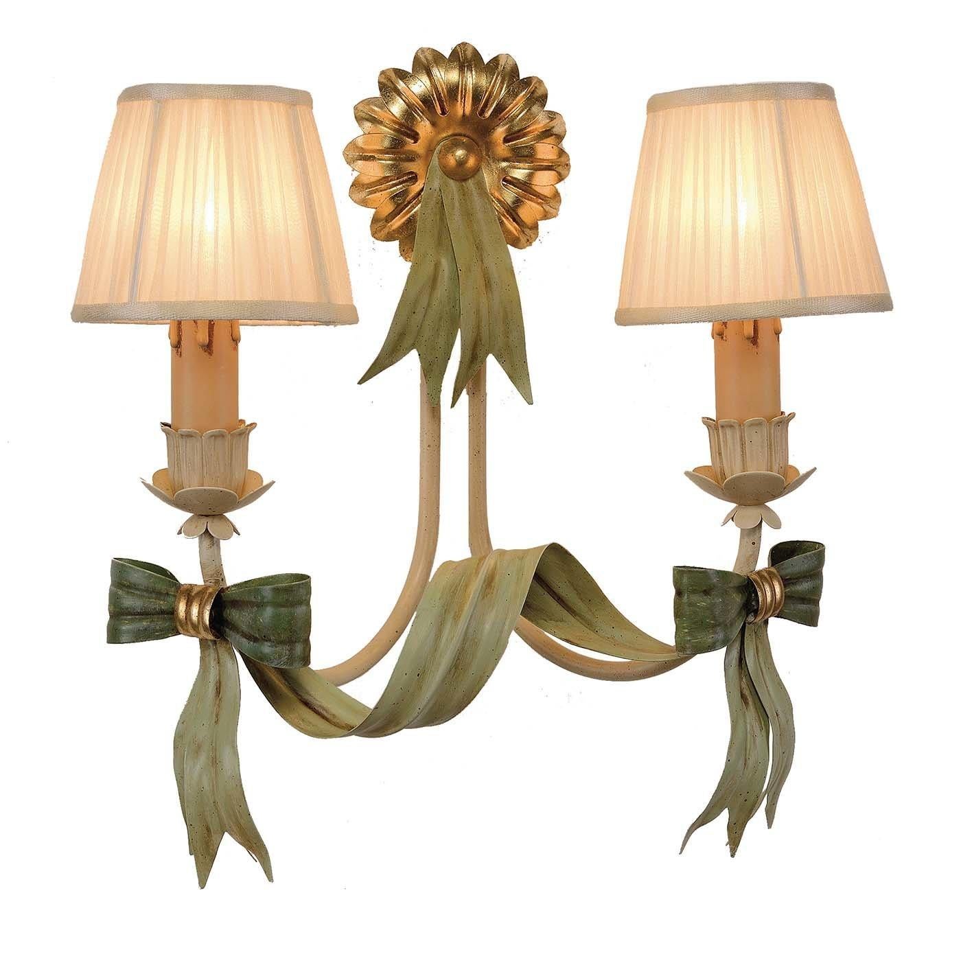 italien Applique en métal à double nœud vert de 1365 d'Epoca Lampadari en vente
