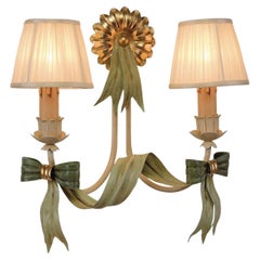 Applique en métal à double nœud vert de 1365 d'Epoca Lampadari