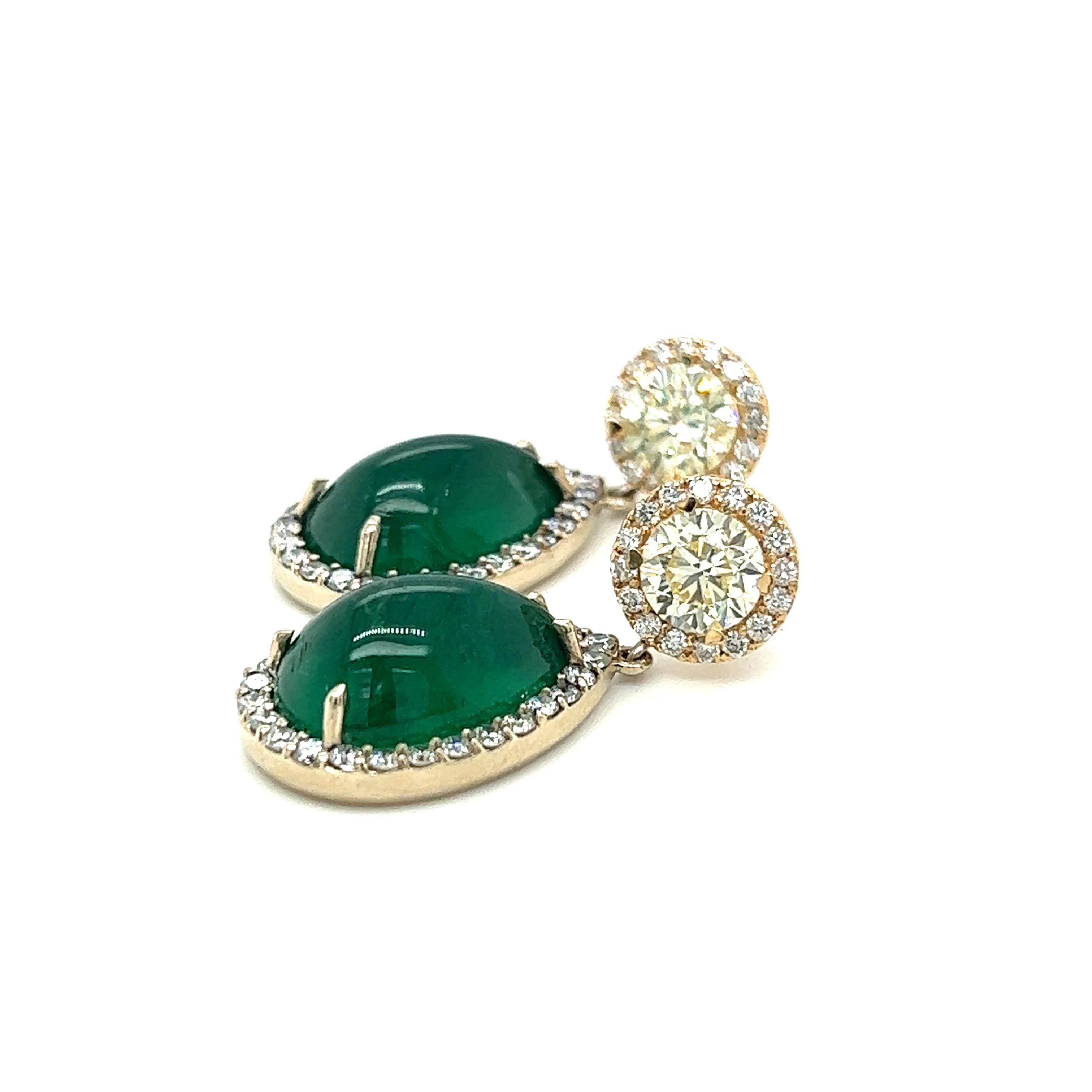 13.65 Natural Zambia Emerald and Diamond Earrings 5