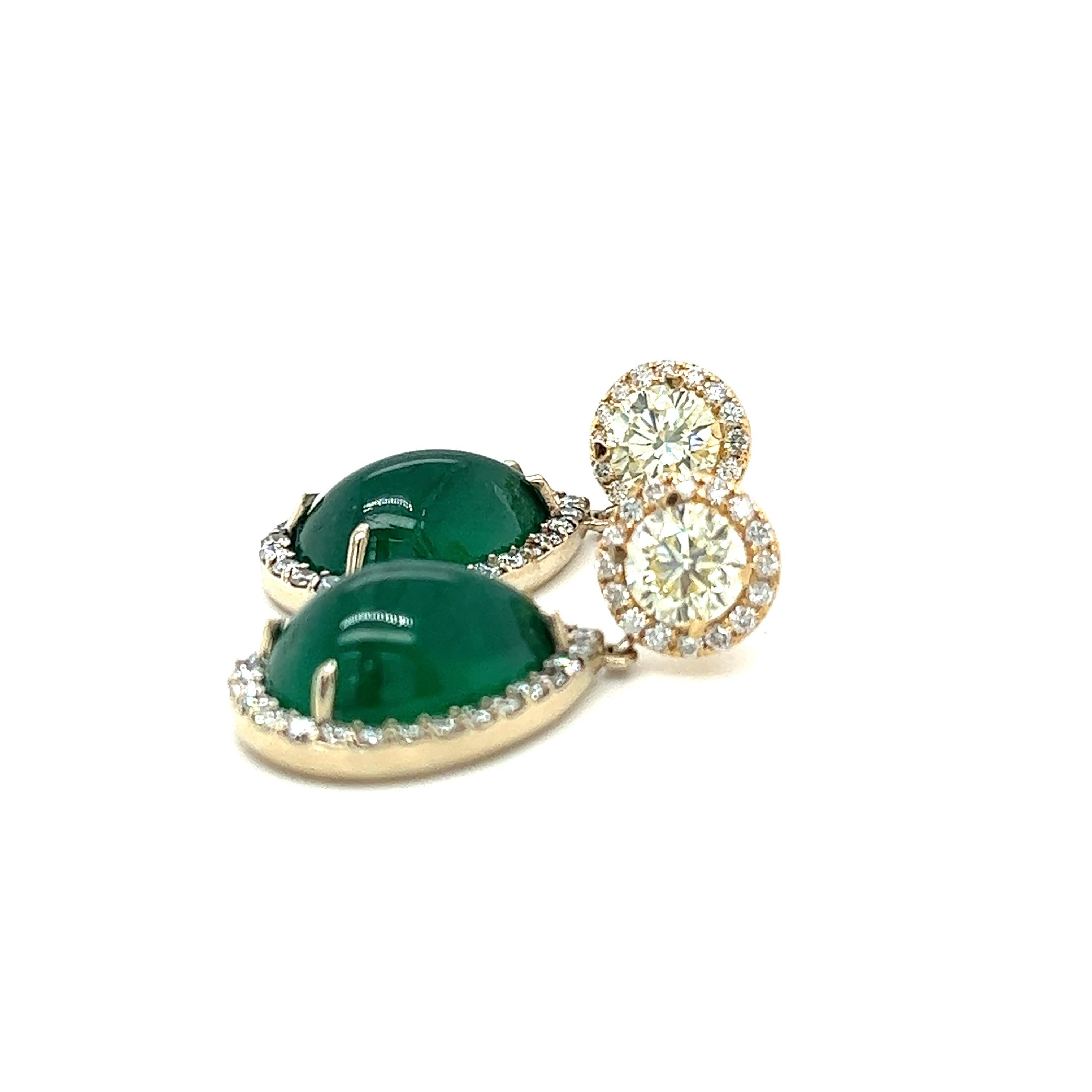 Women's 13.65 Natural Zambia Emerald and Diamond Earrings