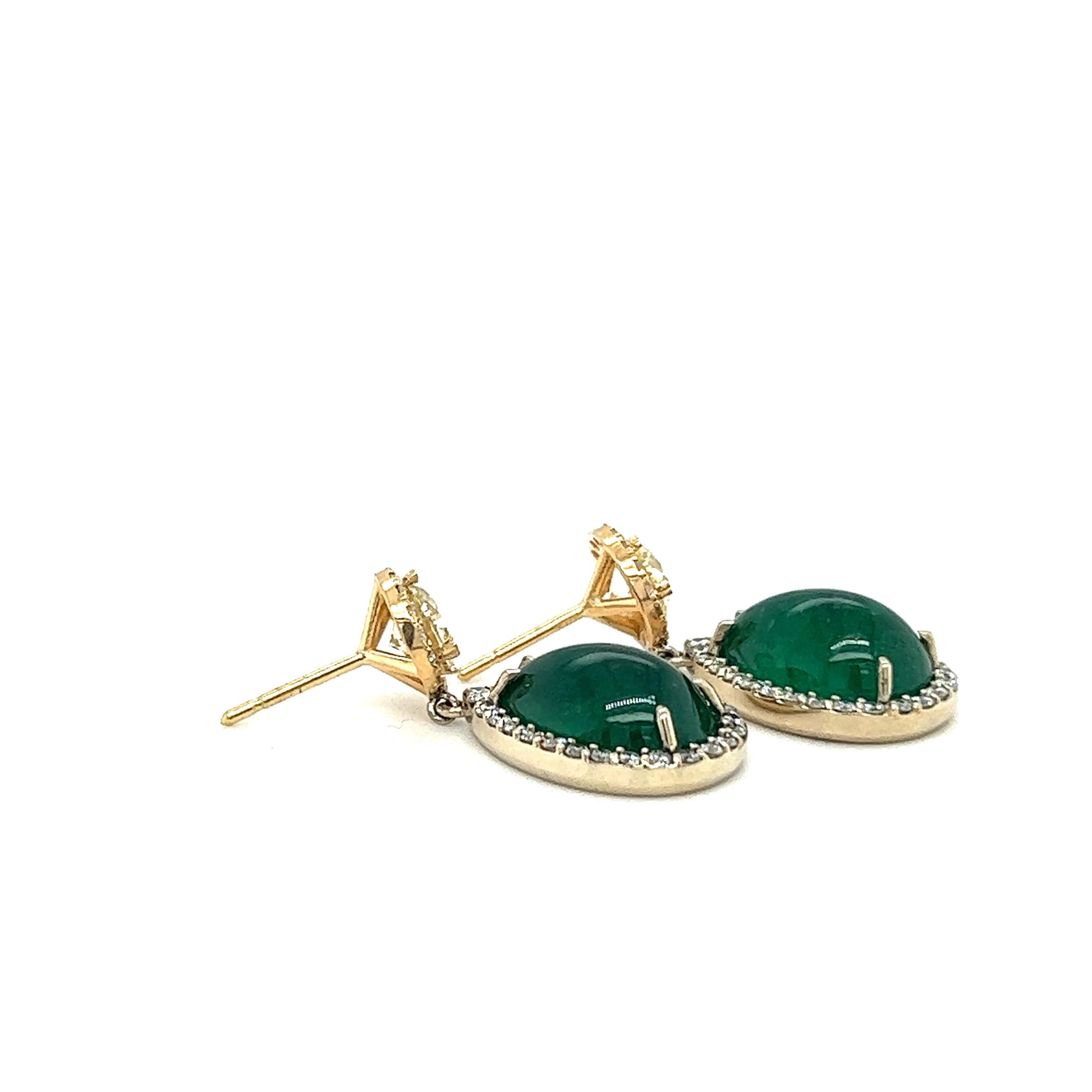 13.65 Natural Zambia Emerald and Diamond Earrings 2