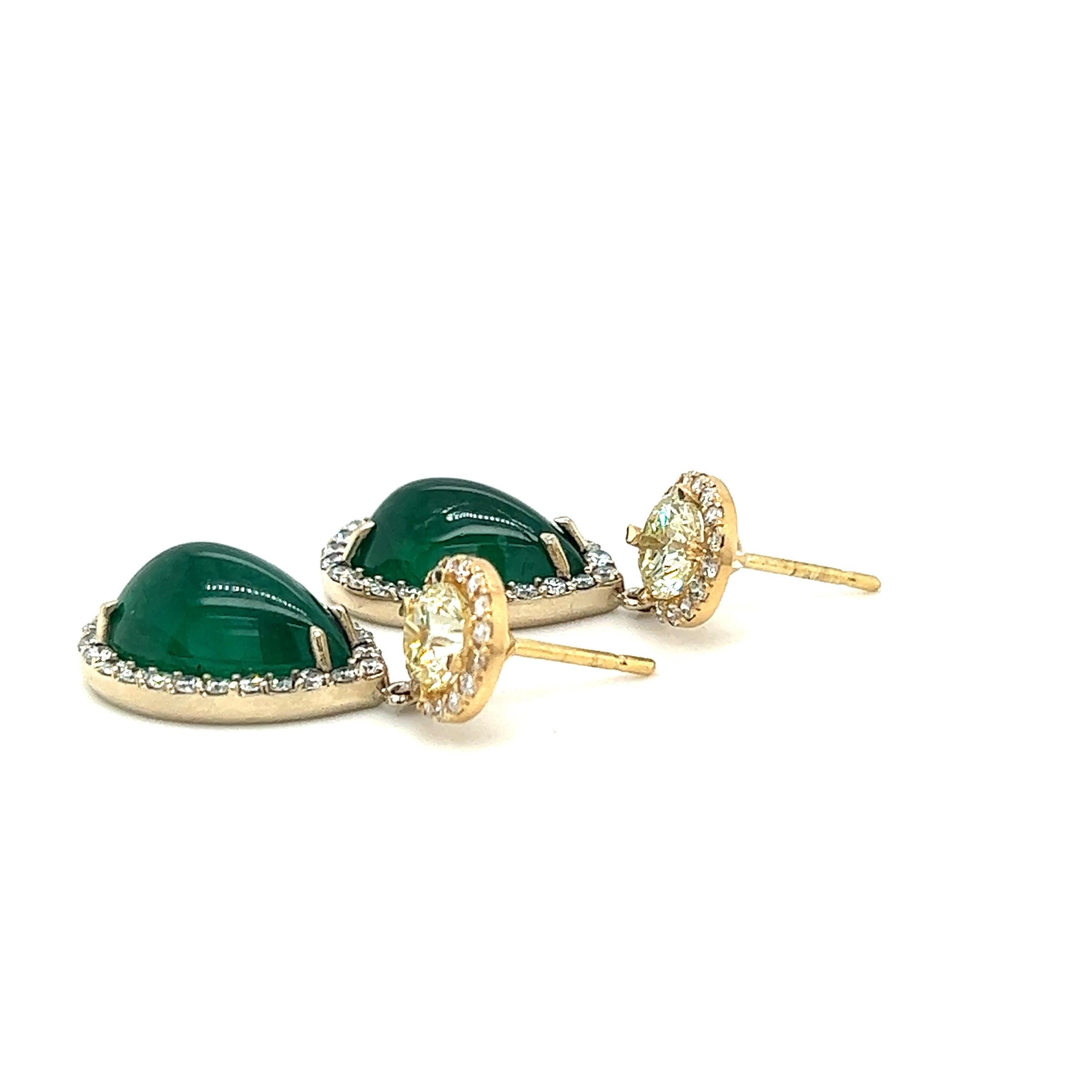 13.65 Natural Zambia Emerald and Diamond Earrings 3