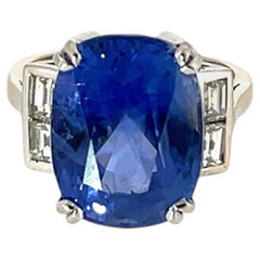 13.65ct Ceylon Oval Sapphire & Baguette Diamond Ring 18ct White Gold