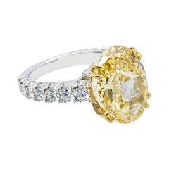 13.67 Carat Oval Statement Fancy Yellow   Sunlit Royal Radiance Diamond Ring