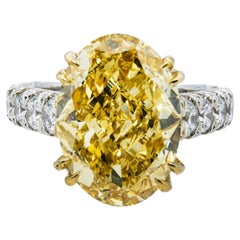 13.67 Carat Oval Statement Fancy Yellow   Sunlit Royal Radiance Diamond Ring