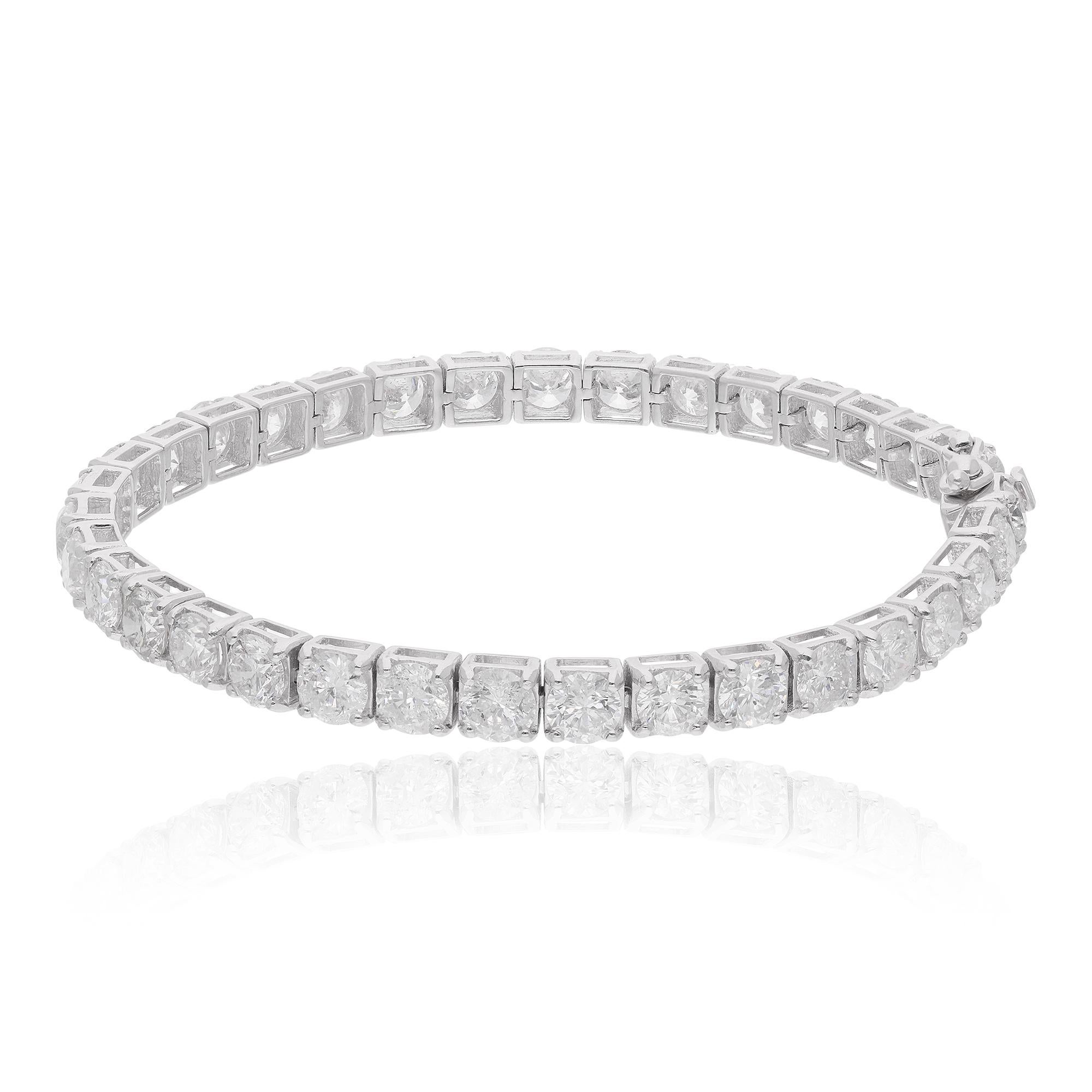 13,68 quilates de diamantes redondos Pulsera de tenis de oro blanco de 14 quilates Joyería hecha a mano Corte redondo en venta