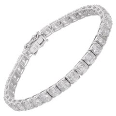 Pulsera de tenis con diamantes redondos de 13,68 quilates Joyería de oro blanco de 18 quilates hecha a mano