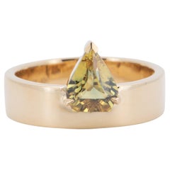 1.36ct Bi-Color Sapphire on Wide Band Engagement Ring 14K Gold R6745