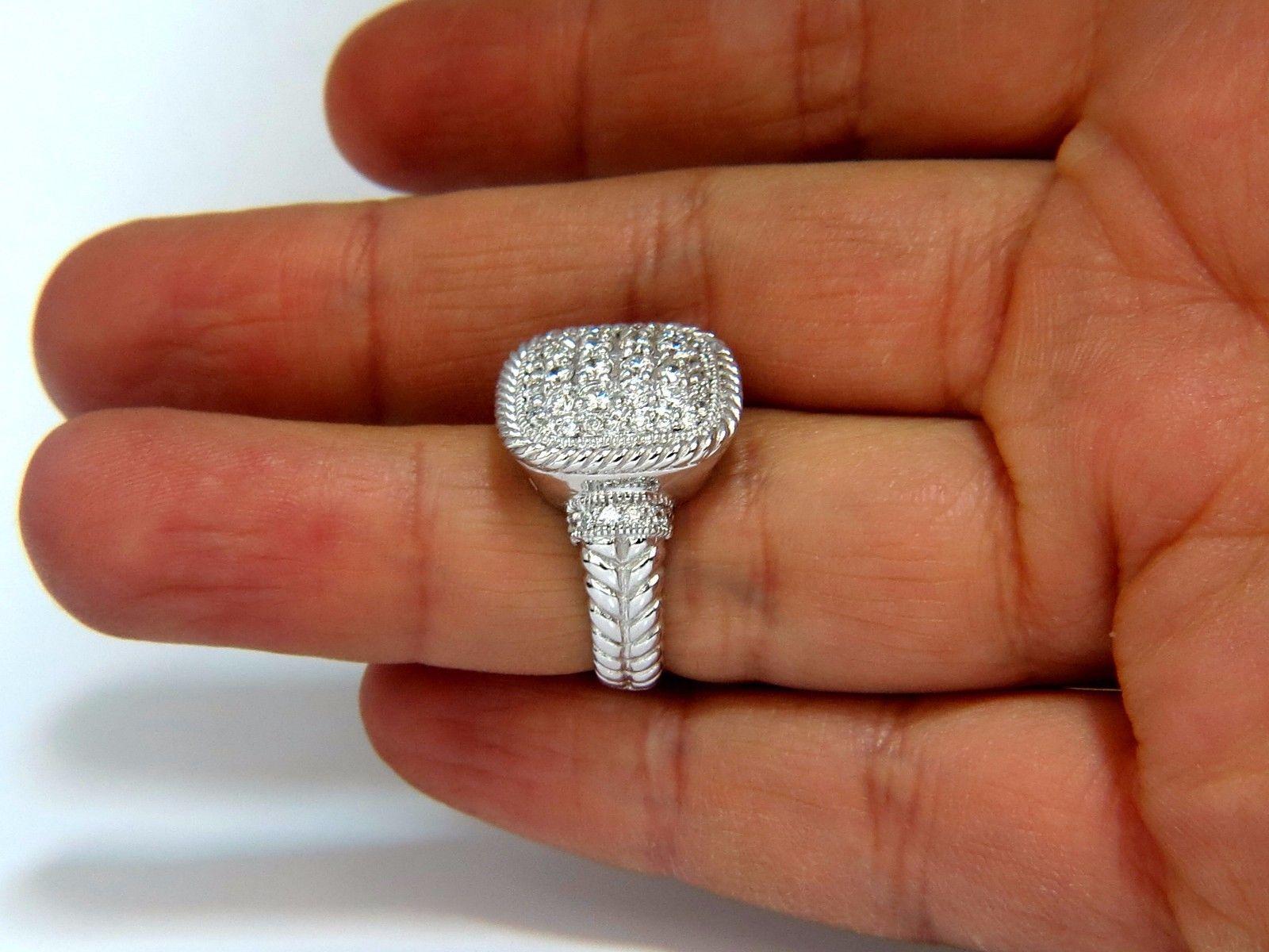 1.36 Karat natürlicher Diamant Double Shank Rope Twist Quadratischer Kuppelring 14KT G/VS im Zustand „Neu“ im Angebot in New York, NY