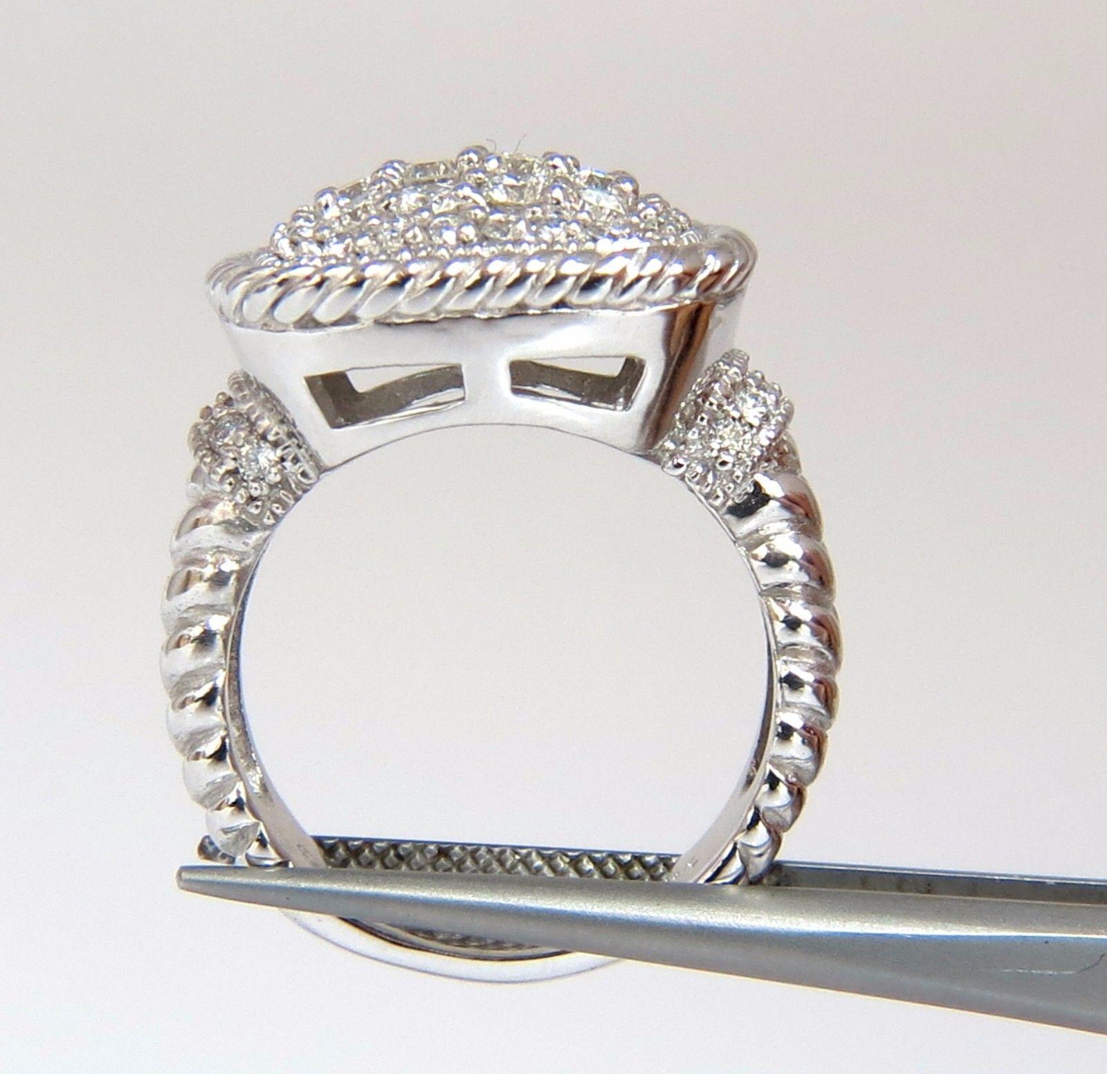 Round Cut 1.36CT Natural Diamond Double Shank Rope Twist Square Dome Ring 14KT G/VS For Sale