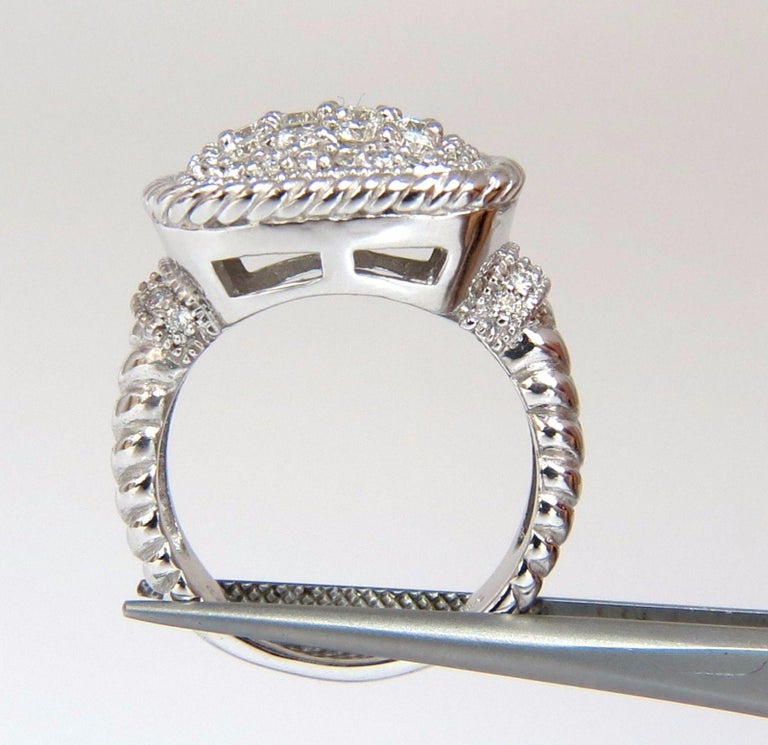 1.36CT Natural Diamond Double Shank Rope Twist Square Dome Ring 14KT G