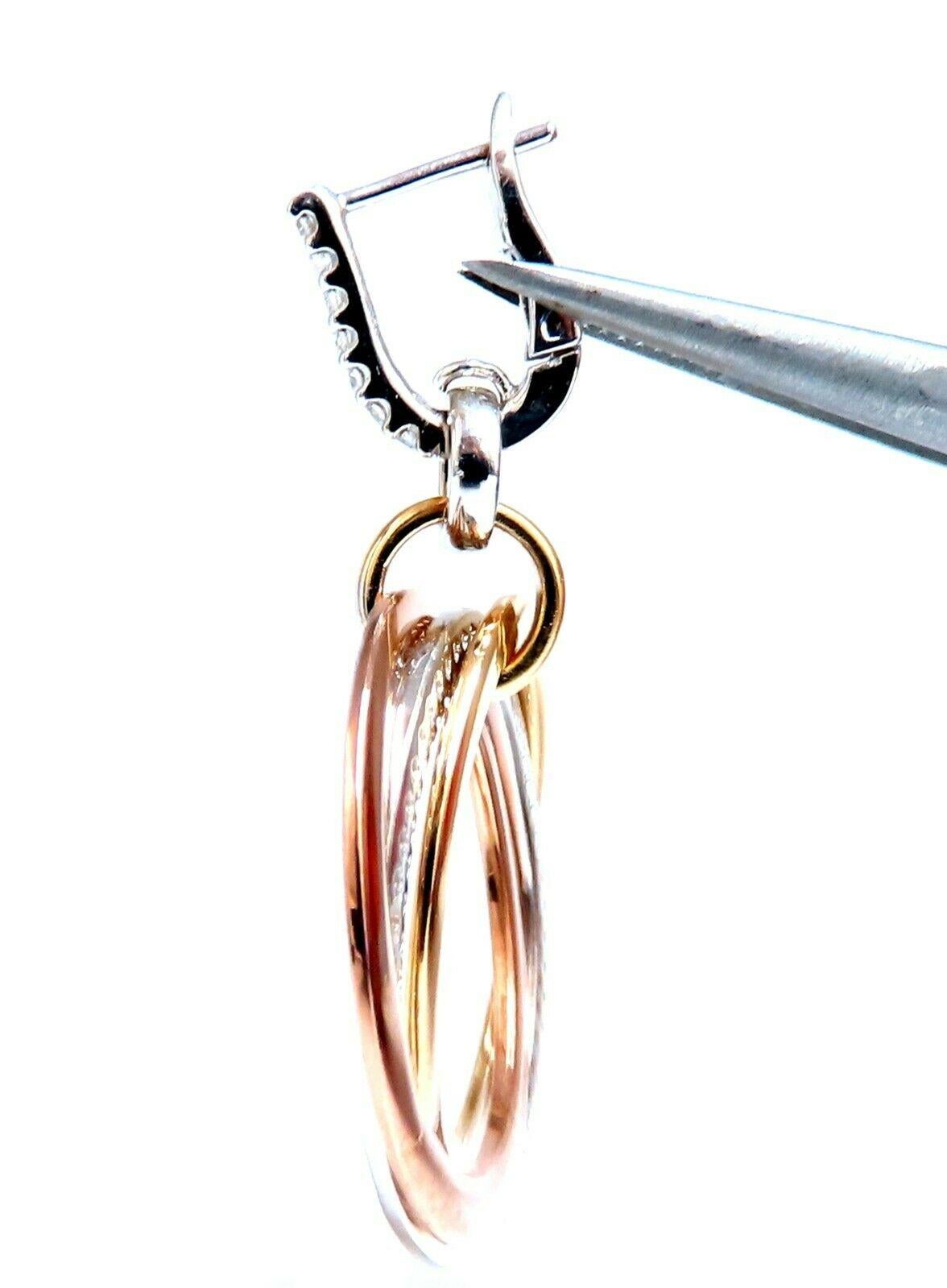 1,36 Karat natürliche Diamanten Rolling Loop Ringe, Ohrgehänge 14kt Mult (Rundschliff) im Angebot