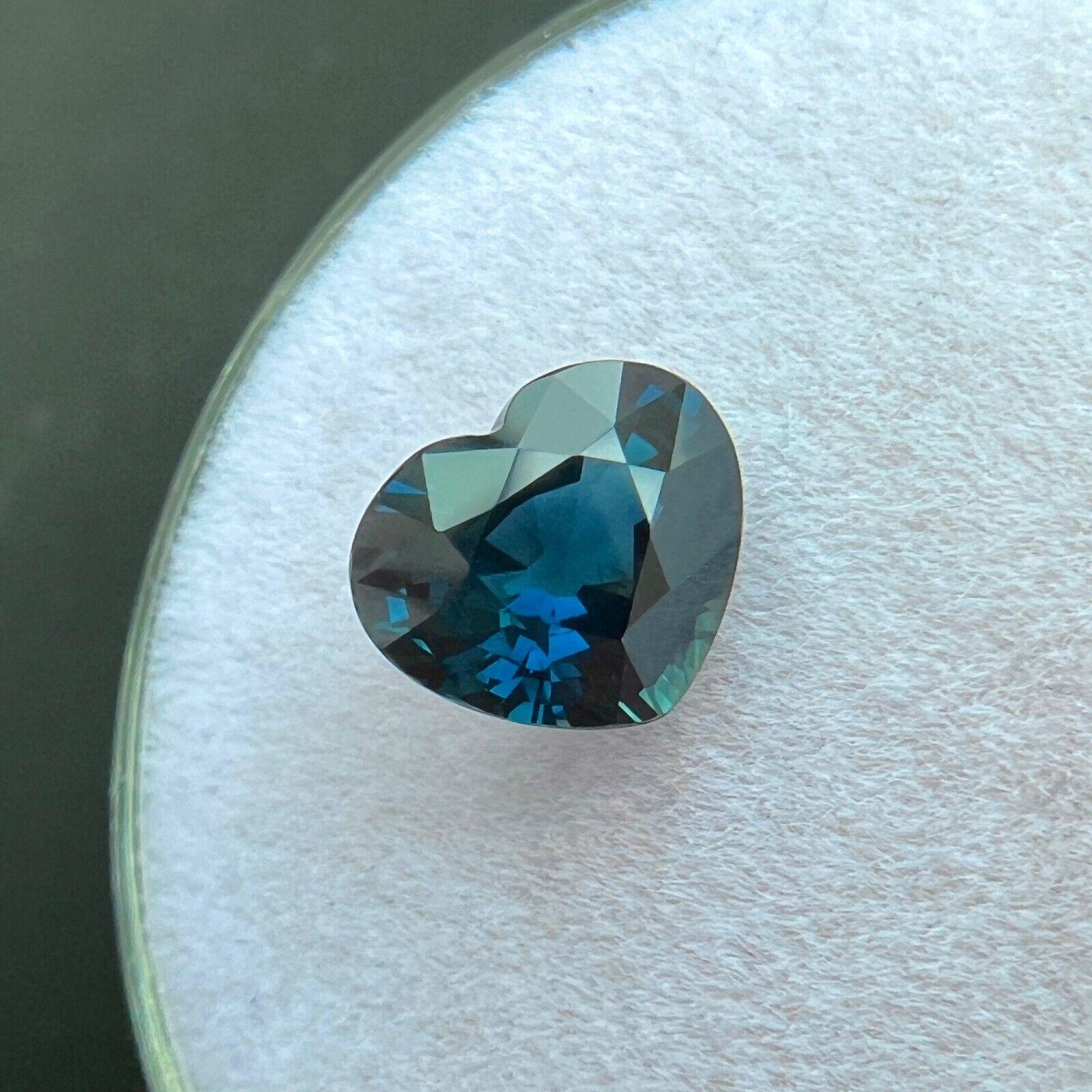 1.36ct Natural Heart Cut Sapphire Gra Certified Deep Blue Teal Untreated If For Sale 1
