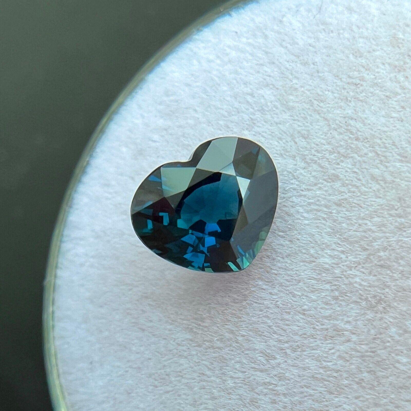 1.36ct Natural Heart Cut Sapphire Gra Certified Deep Blue Teal Untreated If For Sale 2