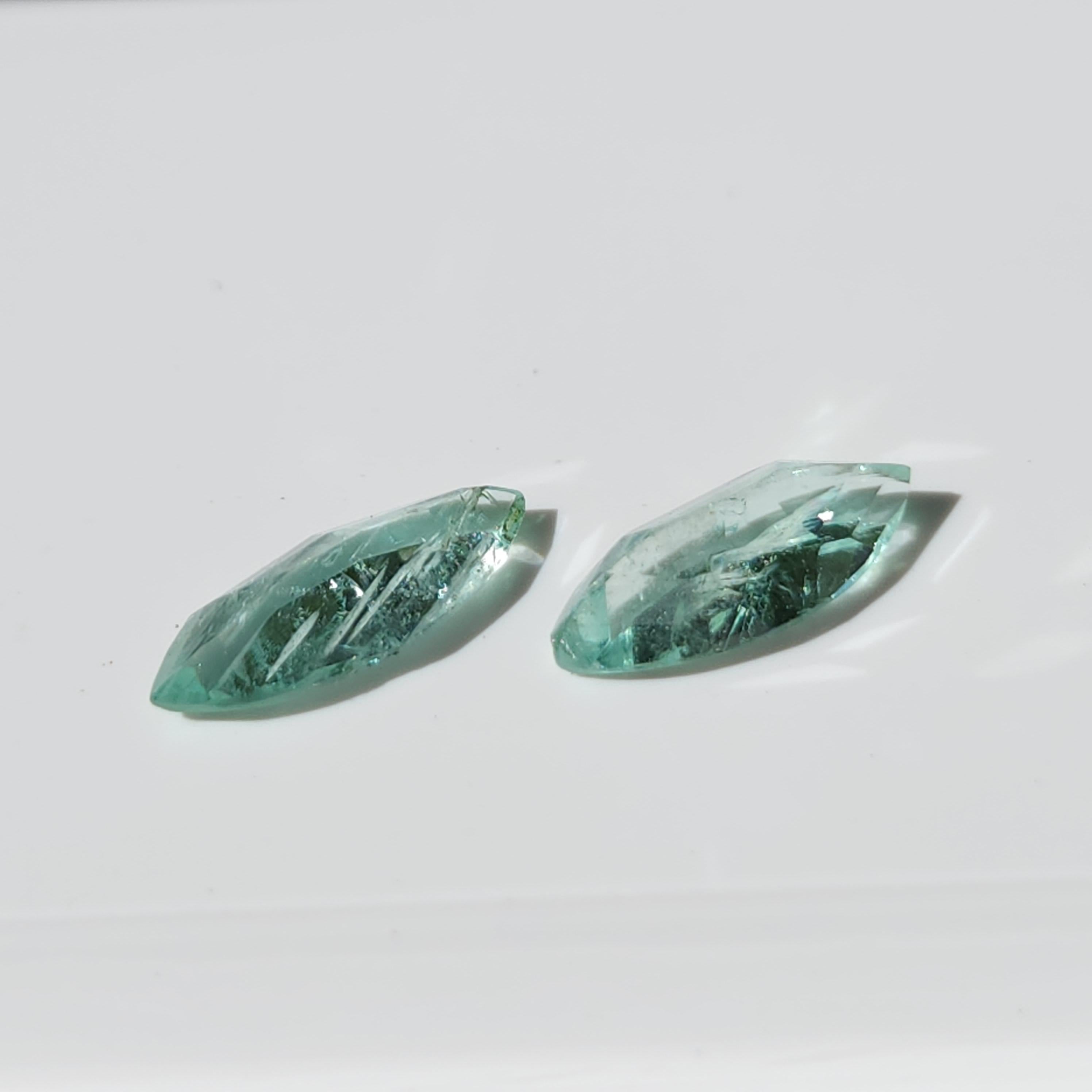 Marquise Cut 1.36Ct Natural Loose Emerald Marqiuse Shape 2 Pcs For Sale