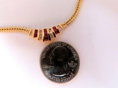 1.36 Carat Natural Ruby Diamonds Herringbone Necklace 14 Karat
