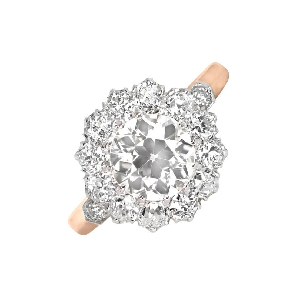 1.36 Carat Old-European Cut Diamond Ring, VS1 Clarity, Platinum, 18k Yellow Gold For Sale